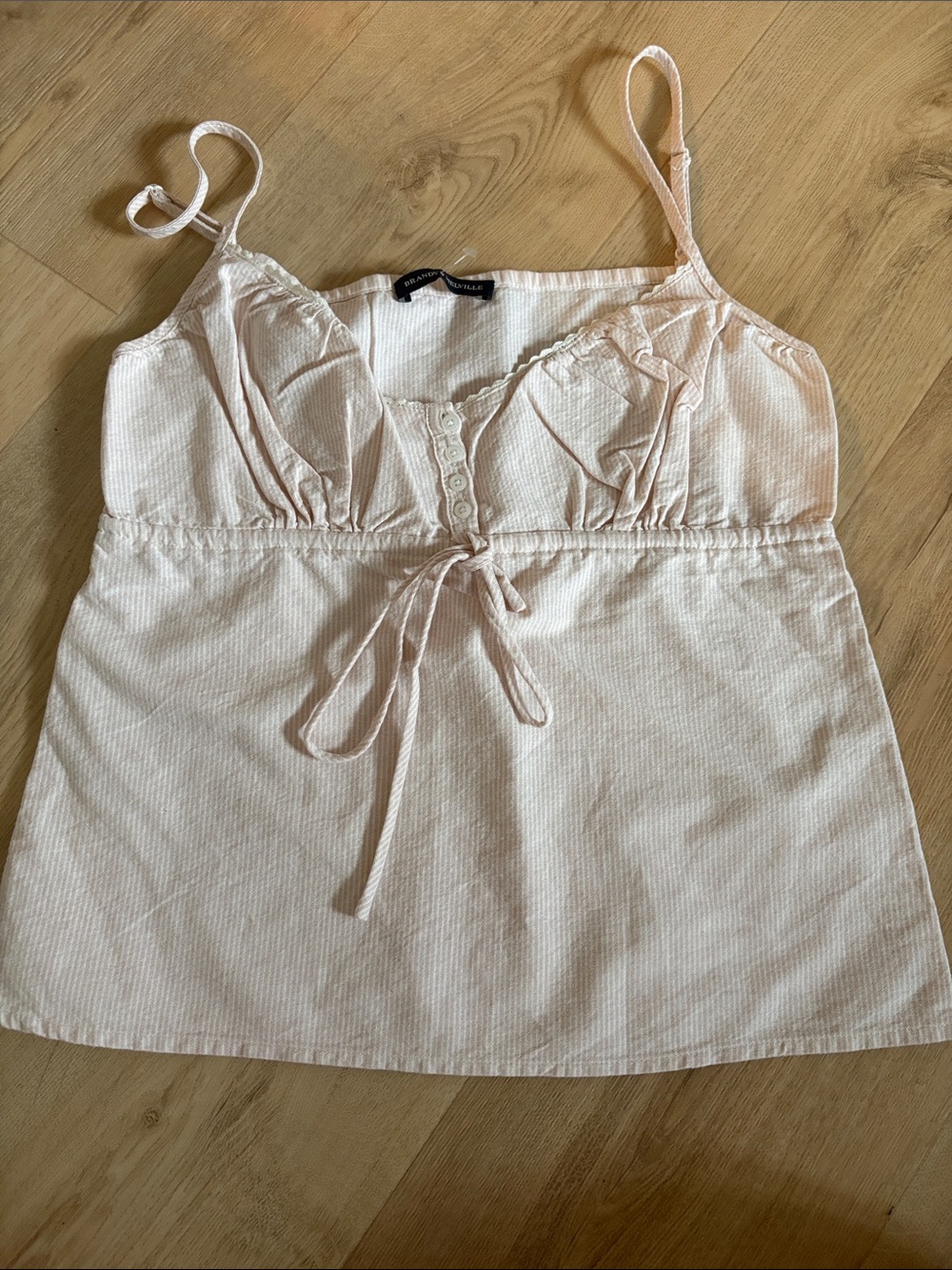 Brandy Melville Light Pink Tie-Front Ribbed Camisole